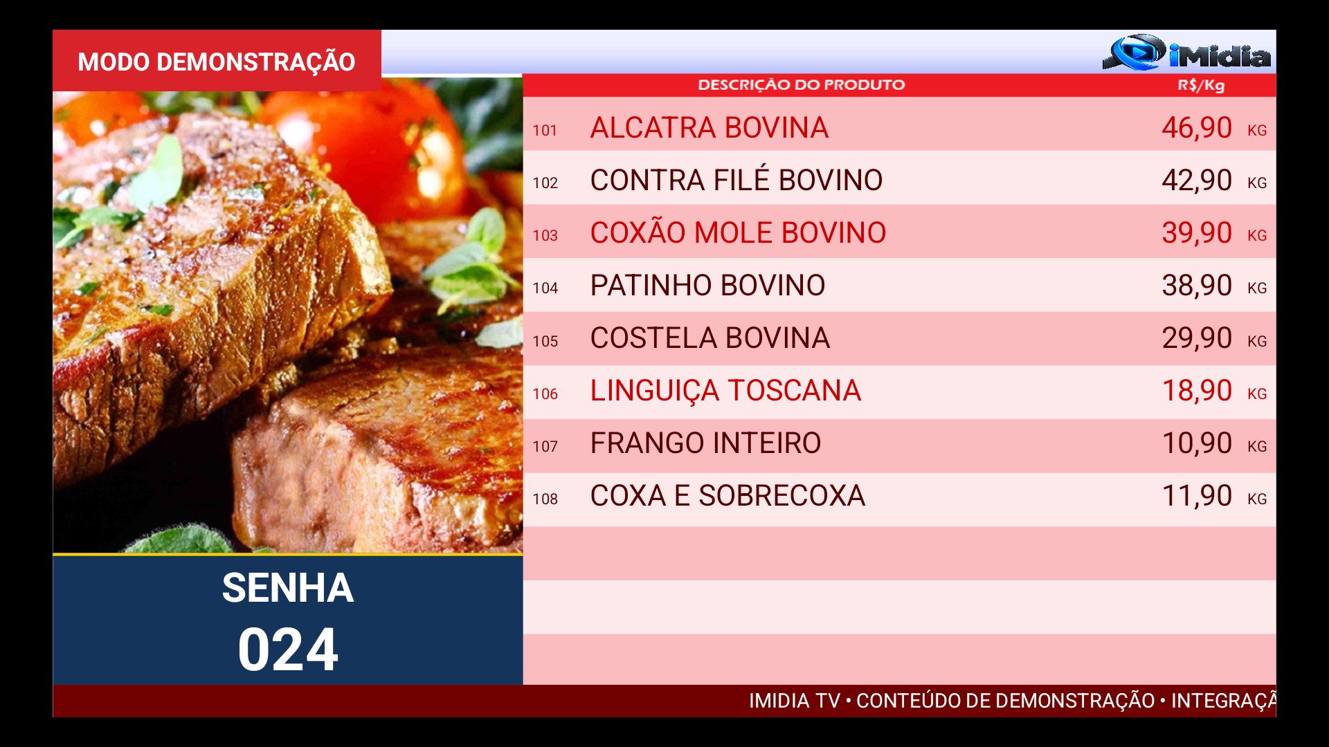 Exemplo de oferta exibida pelo iMidia em uma TV