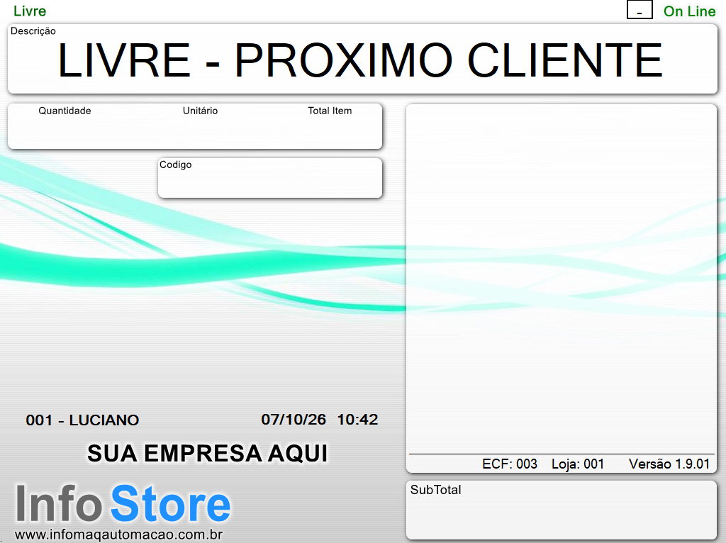 Tela real do iPDV pronta para iniciar uma venda